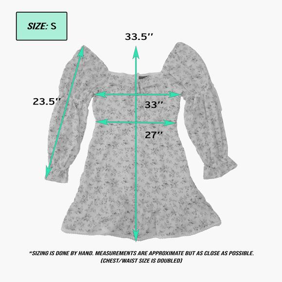 NWT WOVEN PINK Floral Puff Sleeve Mini Dress (Cream | Size S) - Picture 10 of 10